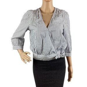 Madewell Albury Stripe Wrap Top Size XS Blue